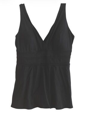 Lands End Black V Neck Tummy Control SlenderSuit Swim Dress Plus 20W